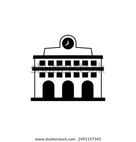 Railway station vector icon. filled flat sign for mobile concept and web design. Train station building glyph icon. Symbol, logo illustration. Vector graphics