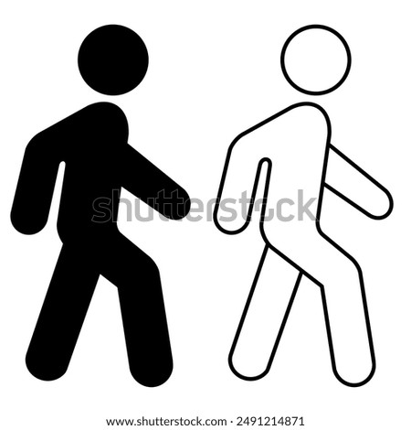 Flat vector walking man sign isolated on white background.