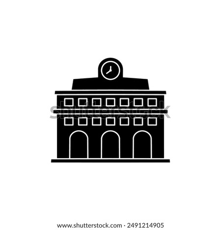 Railway station vector icon. filled flat sign for mobile concept and web design. Train station building glyph icon. Symbol, logo illustration. Vector graphics