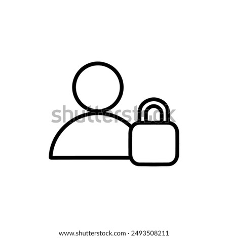 private account icon, avatar icon with padlock, private account icon eps vector illustration, isolated on white