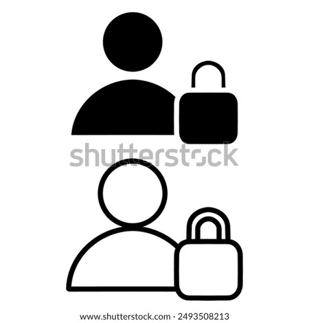 private account icon, avatar icon with padlock, private account icon eps vector illustration, isolated on white