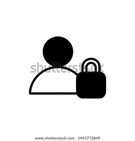 private account icon, avatar icon with padlock, private account icon eps vector illustration, isolated on white