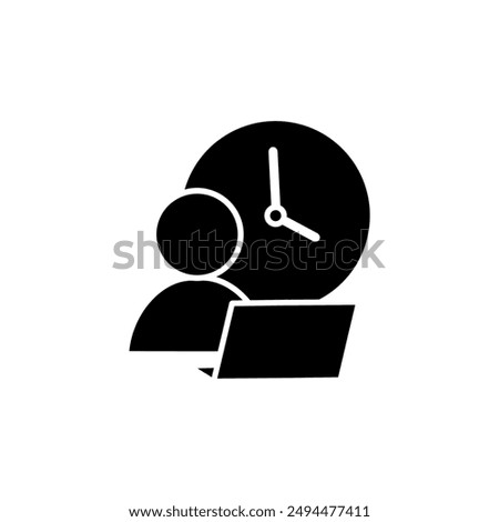 Working hours icon design. flexible schedule work icon, worker hours, punctual business man, part time job, remotely at the computer, isolated on white background