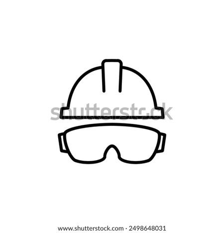 construction worker project protective helmet icon, with safety glasses, eps vector illustration