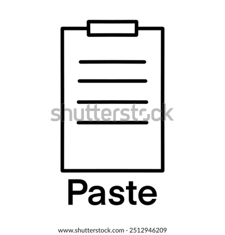 Editable vector file clipboard paste icon. Black, line style, transparent white background. Part of a big icon set family. Perfect for web and app interfaces, presentations, infographics, etc