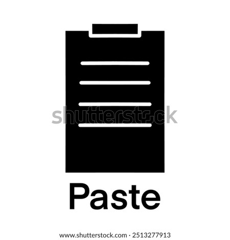 Editable vector file clipboard paste icon. Black, line style, transparent white background. Part of a big icon set family. Perfect for web and app interfaces, presentations, infographics, etc