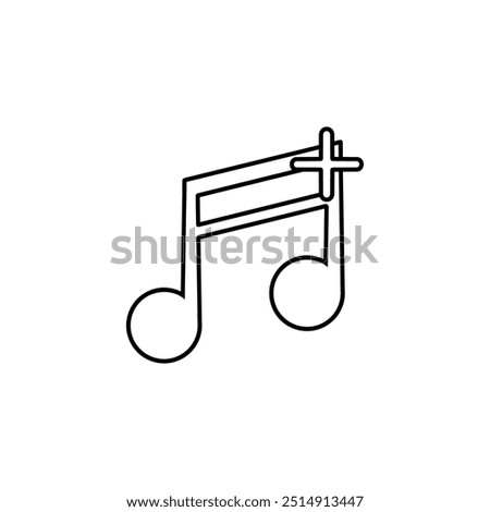 music note icon with plus, add music, vector illustration