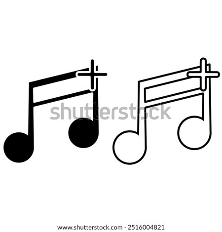 music note icon with plus, add music, vector illustration