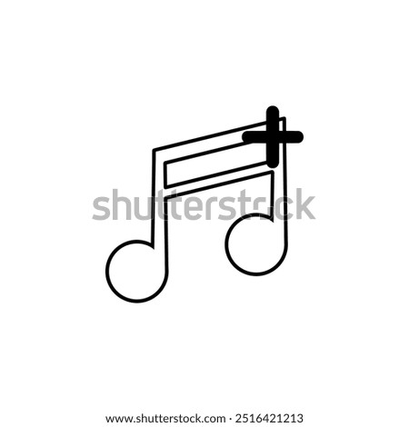 music note icon with plus, add music, vector illustration