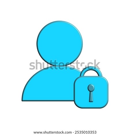 private account 3d icon, user with padlock