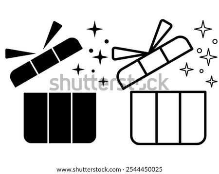 open gift box, icon vector tamplet illustration, isolated on white