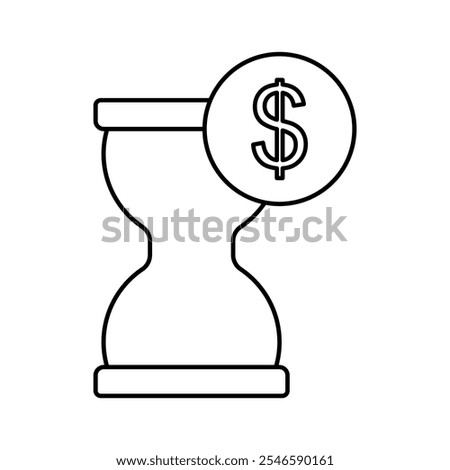 time with money icon, hourglass and dollar coin, deferred cash or capital profit, economic process, affluence loan, thin line symbol - editable stroke vector illustration