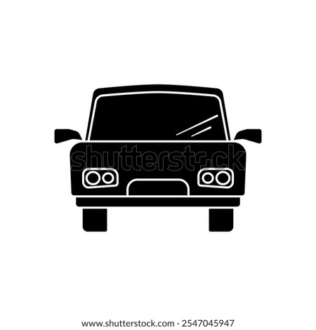 Car front flat style icon. Simple pictogram style sign symbol. Auto concept, landscape, sport, racing, transportation. Vector illustration isolated on white background.