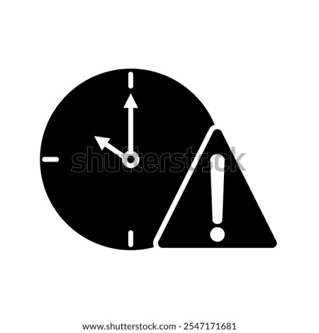 Glyph Expiry icon. Simple solid style for web and app. Alert, alarm, clock circular with exclamation mark concept. Vector illustration isolated on white background