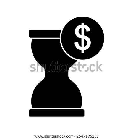 time with money icon, hourglass and dollar coin, deferred cash or capital profit, economic process, affluence loan, thin line symbol - editable stroke vector illustration