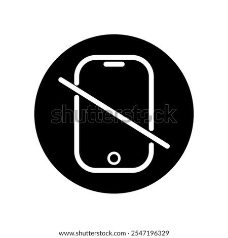 no phone icon, cellphone prohibited, off mobile please, stop using device, ban zone, thin line symbol on white background - editable stroke