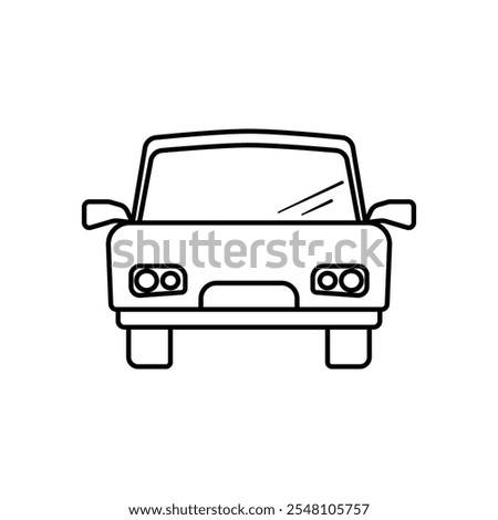 Car front flat style icon. Simple pictogram style sign symbol. Auto concept, landscape, sport, racing, transportation. Vector illustration isolated on white background.