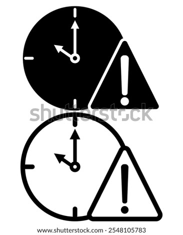 Glyph Expiry icon. Simple solid style for web and app. Alert, alarm, clock circular with exclamation mark concept. Vector illustration isolated on white background