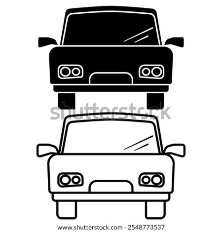 Car front flat style icon. Simple pictogram style sign symbol. Auto concept, landscape, sport, racing, transportation. Vector illustration isolated on white background.