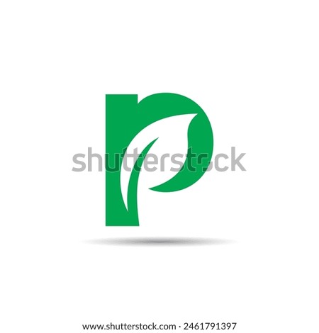 Letter P Leaf Logo with Negative Space Concept. Clean, Sleek, Modern and Simple. Describe a Nature and Tree.