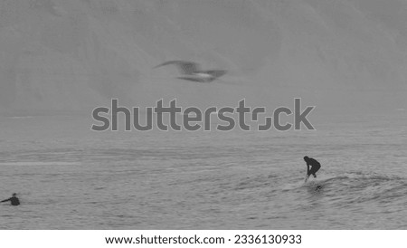 Similar – Image, Stock Photo Anonymous surfer at the beach with surfboard