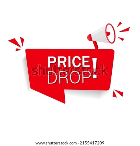Megaphone with Price drop speech bubble banner design. Price drop sign,label, banner. Price drop megaphone message. Vector illustration.