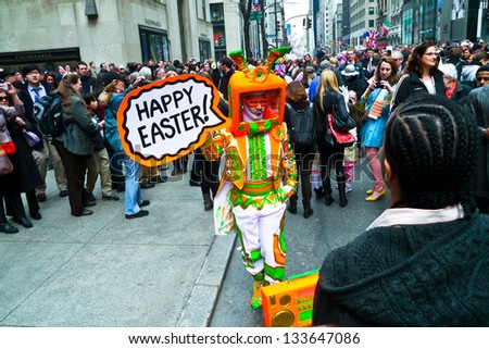 NEW YORK - MARCH 31:  Scenes from 2013 Easter Parade and Easter Bonnet Festival on March 31, 2013 in New York City.