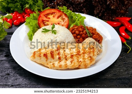 Similar – Image, Stock Photo Tasty rice with beans in bowl on table