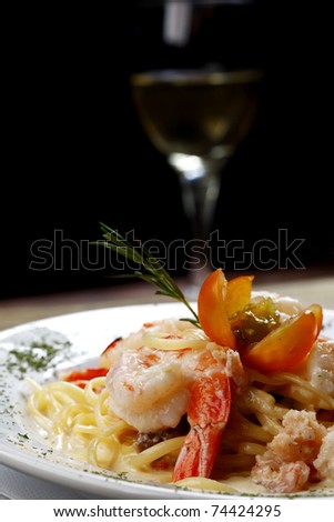 pasta, shrimp