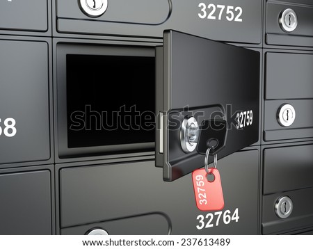 Open safe bank cell and key to the safe. 3d illustration high resolution