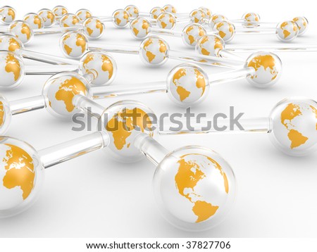 Abstract communications on a white background