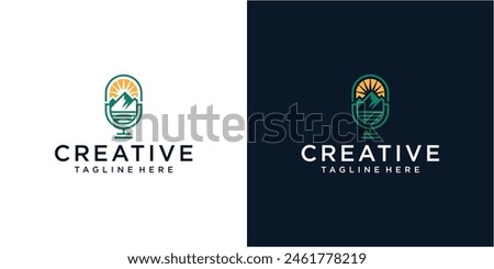 Creative nature podcast logo design template.