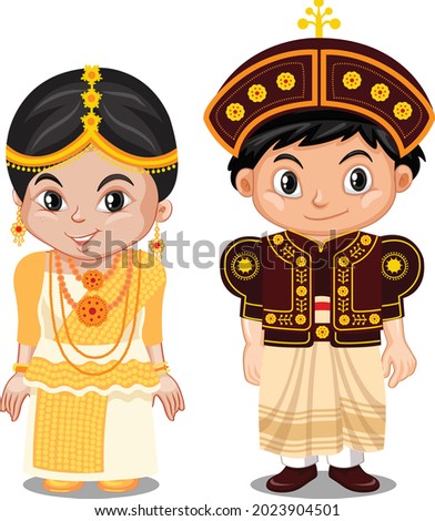Sri Lankans in national Dressman and woman in traditional wedding costume Nilame and Kandiyan Vector Drawing