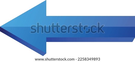 3d Blue Arrow Icon straight left direction Isloted on White Background