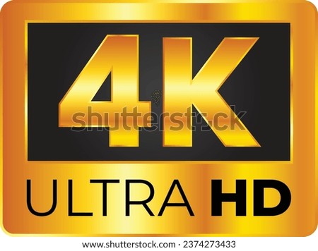 4K Ultra HD icon on white backdrop. High definition label. Gold UHD symbol. 4K resolution color mark. UHD 2160p video icon isolated. Vector illustration.