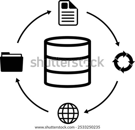 Database icon. Data recovery, backup and restore lost data. Cylinder database symbol