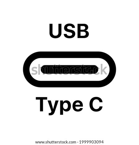 USB port icon. Isolated type c charge cable sign design.