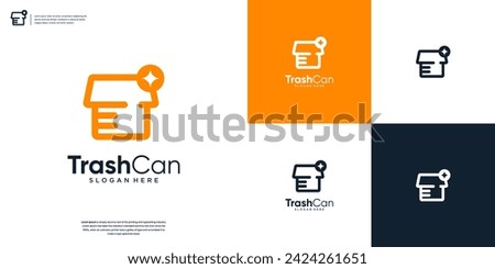Minimalist trashcan icon logo design template