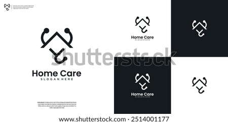 Minimalist Home Care logo. Medical House Logo Design Template.