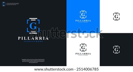 Pillar logo with unique and letters G combination logo design inspiration