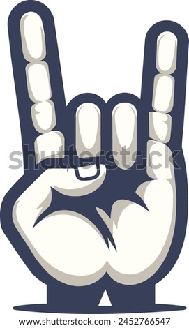 Illustration of a little hand making the Rock in Roll symbol