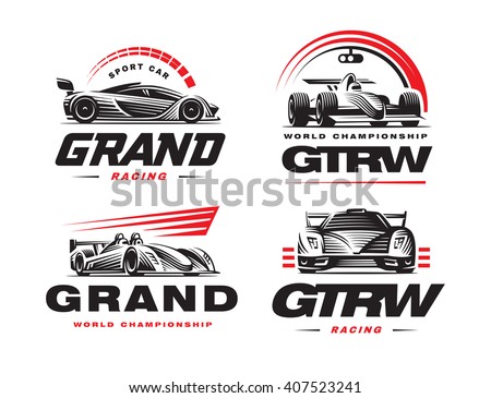Sport cars logo set illustration on white background.
