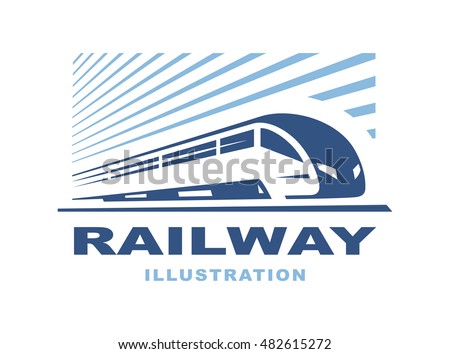 Train logo illustration on light background, emblem