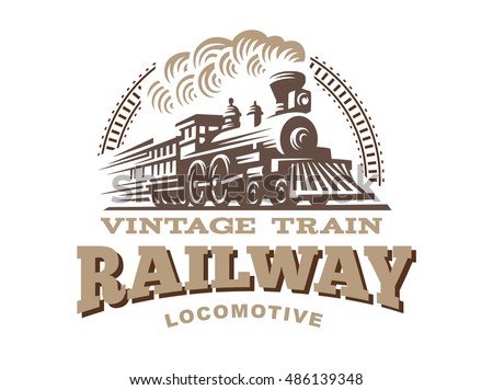 Locomotive logo illustration, vintage style emblem