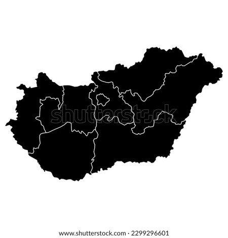 Hungary map background with states. Hungary map isolated on white background. Vector illustration