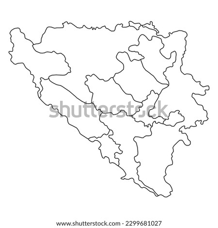 Bosnia and Herzegovina map background with states. Bosnia and Herzegovina map isolated on white background. Vector illustration Europe