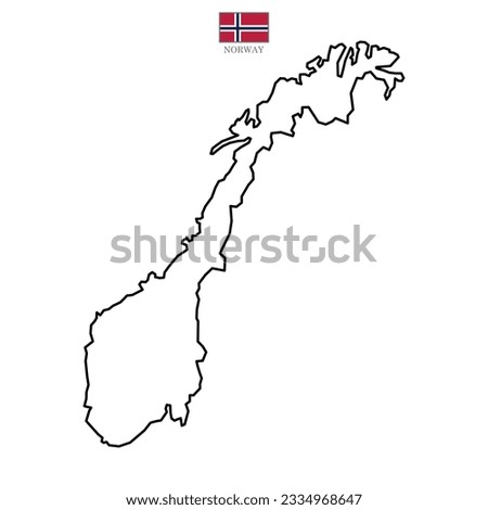 Norway contour vector map with flag in color. Background map eps 10
