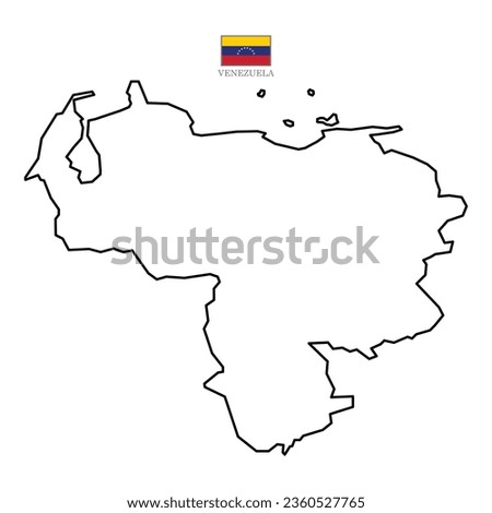 Venezuela contour vector map with flag in color. Background map eps 10