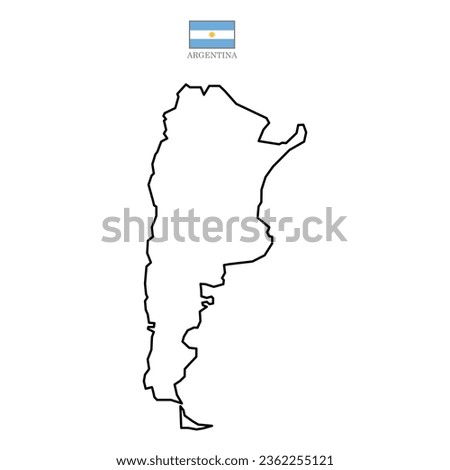 Argentina contour vector map with flag in color. Background map eps 10