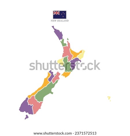 Silhouette and colored new zealand map	